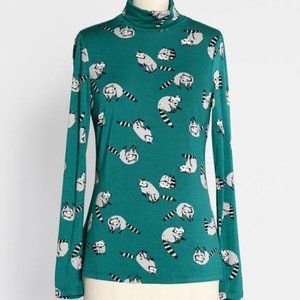 ModCloth Classic Cozy Turtleneck Top NWT Raccoons